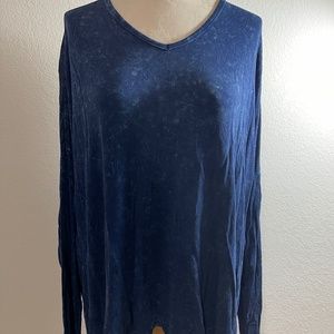 XCVI Lovely indigo blue viscose stretchy long sleeve tunic top XL